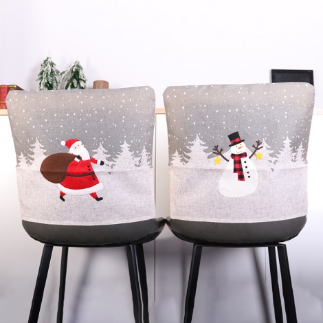 Fashion European and American Christmas printing Santa Claus Snowman decorative chair cover Christmas venue layout props
