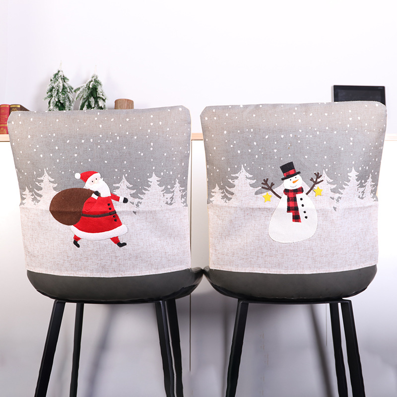 Fashion European and American Christmas printing Santa Claus Snowman decorative chair cover Christmas venue layout props