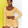 Lace up sports bra high waist seamless Fitness Yoga suit European and American Yoga long sleeve suit women 