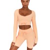 Rib seamless Yoga suit women's autumn and winter knitted nine point long sleeve sports Yoga suit 