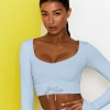 Rib seamless Yoga suit women's autumn and winter knitted nine point long sleeve sports Yoga suit 