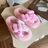 European and American 42 plus size plush slippers female autumn and winter cross-gradient bunny fur cotton drag plush flip flops