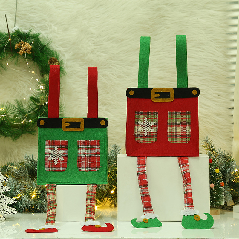 Christmas Candy Bag Christmas decorations holiday party supplies long leg Santa Gift Bag