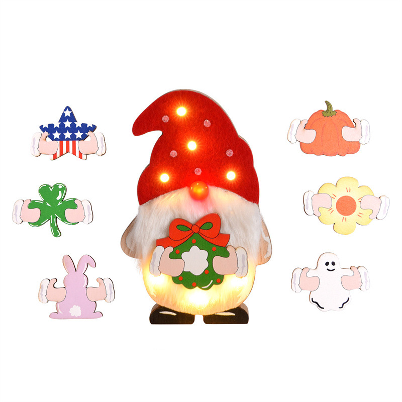 Christmas decorations DIY wooden luminous ornaments American Independence Day Halloween Easter Decoration
