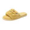 Korean version of autumn and winter cute flowers plush drag a word fish mouth slippers thick-soled home cotton slippers
