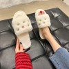 Korean version of autumn and winter cute flowers plush drag a word fish mouth slippers thick-soled home cotton slippers