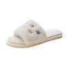 Korean version of autumn and winter cute flowers plush drag a word fish mouth slippers thick-soled home cotton slippers