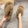 Plus size fall/winter Korean style all-match outer wear flat-bottomed fashion furry factory women's slippers direct supply