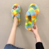 Hairy slippers women's outer wear autumn and winter Korean fashion thick-soled color cross indoor cotton slippers