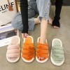 Plus size plush slippers female home one-word caterpillar home couple cotton slippers