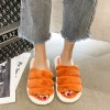 Plus size plush slippers female home one-word caterpillar home couple cotton slippers