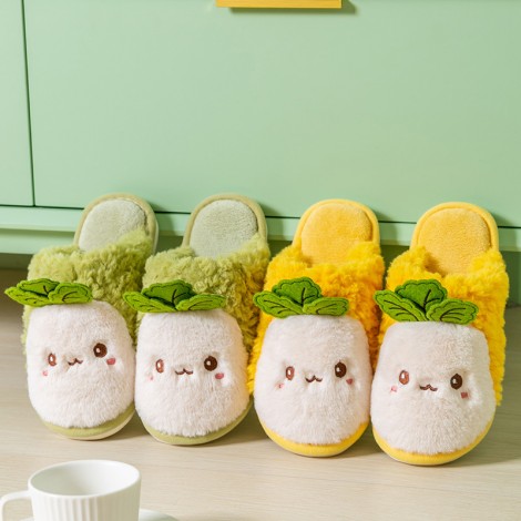 Cotton slippers women's home autumn and winter indoor warmth home cute thick-soled couple plush slippers home winter