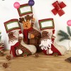 European and American style large elk Christmas decoration socks Snowman Christmas socks grid cloth cotton linen gift bag pendant christmas bag