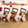 European and American style large elk Christmas decoration socks Snowman Christmas socks grid cloth cotton linen gift bag pendant christmas bag
