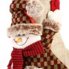 European and American style large elk Christmas decoration socks Snowman Christmas socks grid cloth cotton linen gift bag pendant christmas bag