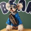 Dog clothes handsome cute shirt autumn Teddy Chenery bear printed pet bipedal fashion