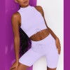 Candy solid color high neck vest hip shorts Yoga suit women's sports fitness suit 