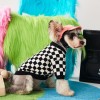 Pet clothes checkerboard round neck Pullover Sweater Chenery Chai dog FaDu teddy bear dog autumn and winter clothes