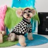 Pet clothes checkerboard round neck Pullover Sweater Chenery Chai dog FaDu teddy bear dog autumn and winter clothes