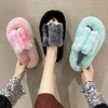 Furry slippers women autumn and winter Europe and the United States 42 large size gradient small rabbit fur slippers home cotton slippers