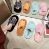 Furry slippers women autumn and winter Europe and the United States 42 large size gradient small rabbit fur slippers home cotton slippers