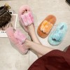 Furry slippers women autumn and winter Europe and the United States 42 large size gradient small rabbit fur slippers home cotton slippers