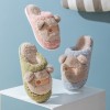 Winter warmth and non-slip thick-soled home use mute home cartoon plush cotton slippers female couple