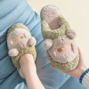 Winter warmth and non-slip thick-soled home use mute home cartoon plush cotton slippers female couple