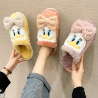 Daisy duckling plush net celebrity cute cotton slippers female indoor home winter plus velvet Baotou plush drag couple