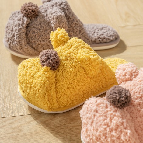 Cotton slippers women winter indoor household warmth non-slip home cute soft thick-soled plush slippers men
