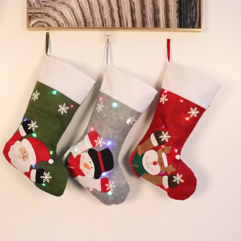 European and American Christmas Eve color LED light flashing Christmas gift socks printed Christmas socks