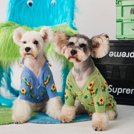 Pet clothes autumn and winter Teddy Chenery bear Bomei fadou small and medium-sized dog flower dog sweater cardigan