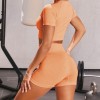 Thickened European and American seamless knitting fitness sports short sleeve shorts Yoga suit fitness suit 