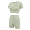 European and American Yoga suit female summer shorts short sleeve suit sand wash imitation cowboy fitness suit Yoga suit 