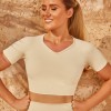 2021 autumn and winter seamless Yoga suit European and American thread knitted short sleeved trousers suit women's sports fitness suit 