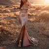 2021 autumn and winter women's independent station eBay sexy golden one shoulder banquet dress Hip Wrap Skirt