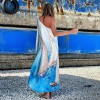2021 spring European and American independent station diagonal shoulder leisure sexy beach holiday printed big swing dress