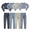 Sand washed imitation denim seamless knitted Yoga suit women's European and American double zipper long sleeve sports fitness suit 