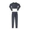 Sand washed imitation denim seamless knitted Yoga suit women's European and American double zipper long sleeve sports fitness suit 