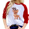 Fd655 2021 European and American women's autumn winter christmas printing series casual round neck raglan sleeve top