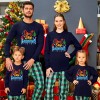 Fd654 Euro American 2021 Christmas alphabet printed top Plaid casual pants parent-child two-piece set