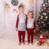 Fd653 2021 European and American Christmas home clothes autumn and winter lattice stitched antler print parent-child set