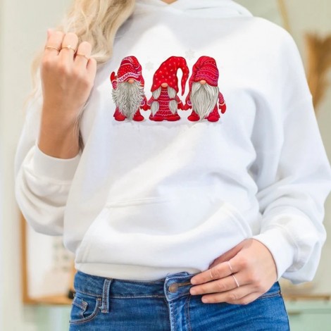 Fd670 2021 autumn women's white loose casual long sleeve Christmas printed Hoodie