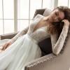 2021 Sequin lace new elegant medium waist medium length dress simple V-neck medium sleeve white evening dress