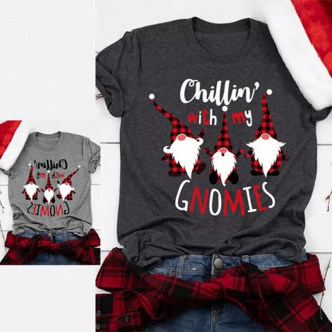 Fd682 2021 European and American women's casual round neck three Santa letters printed short sleeve T-shirt