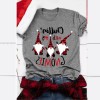 Fd682 2021 European and American women's casual round neck three Santa letters printed short sleeve T-shirt
