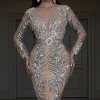 2021 spring European and American women's New Gilded long sleeve slim sexy long dress evening dress