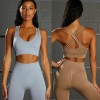 2021 autumn and winter seamless yoga clothes women's beautiful back sports fitness clothes European and American hip lifting high waist Yoga Pants 