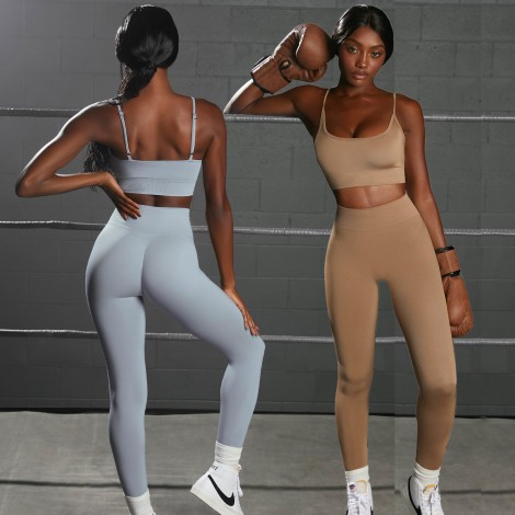 2021 European and American Yoga suit set women's sexy suspender bra Sports Fitness Yoga Pants two-piece set 