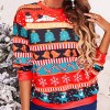 Fd700 European and American women's clothing 2021 autumn winter christmas pattern printed loose round neck long sleeve top